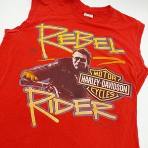 Vtg Harley Davidson Shirt Adult XL Tank Top James Dean Biker Rebel 80s Mens